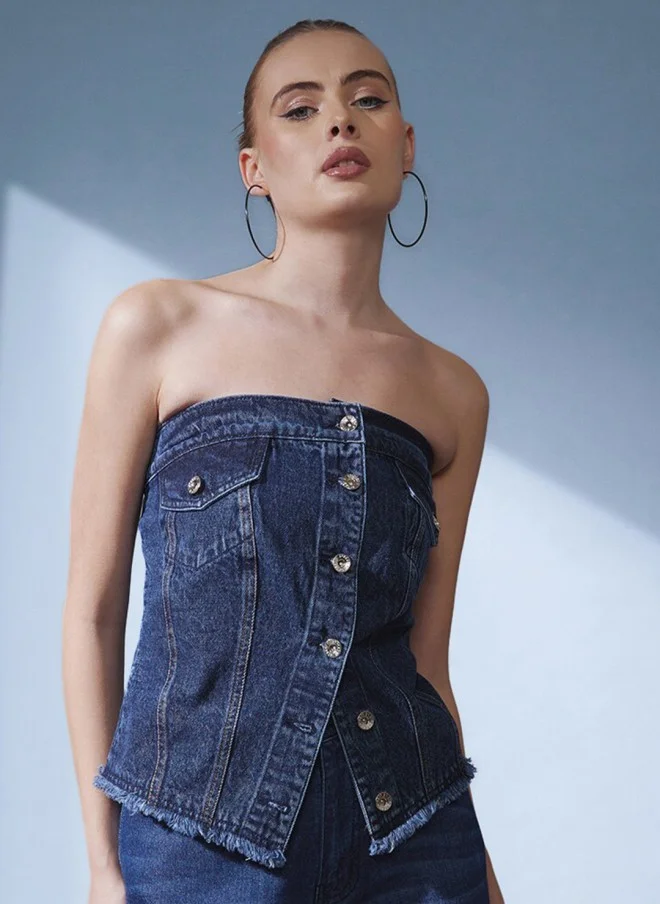 STREET 9 Sleeveless Denim Top for Women