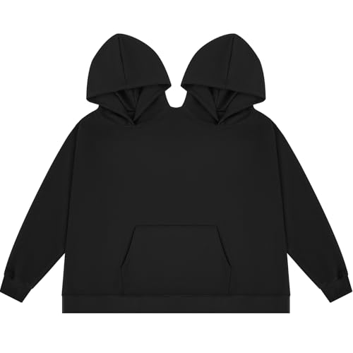 Coume Couples Hoodie Two Person Hoodie M/L/XL/XXL Funny Intimate Matching Sweatshirts Lovers Friends Couples (Black,XL) - Image 1