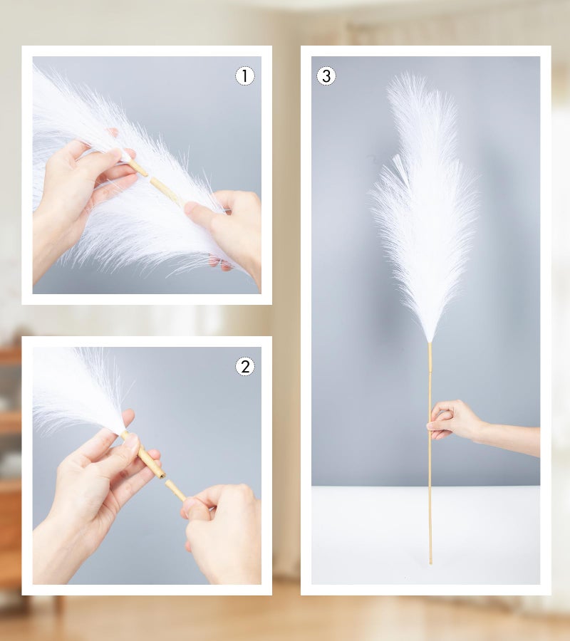 MUUNC 9 Pcs 45" Tall Pampas Grass White Decor, Long Stem Artificial Flower Floor Vase Large Faux Floral Pompas Fake Plants Dried Bouquet Arrangement Vase Filler for Boho Home Wedding Decoration - Image 4