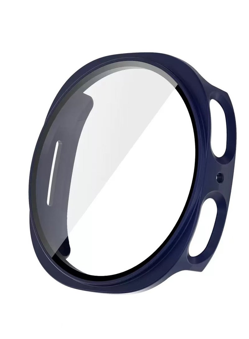3 PCS For Samsung Galaxy Watch 8 44mm Tempered Glass One-Piece Case Screen Protector, Drop and Scratch Resistant Case Blue/Clear/Blcak - Image 2