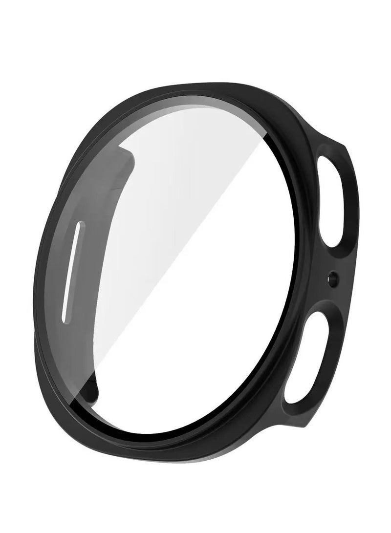 3 PCS For Samsung Galaxy Watch 8 44mm Tempered Glass One-Piece Case Screen Protector, Drop and Scratch Resistant Case Blue/Clear/Blcak - Image 4