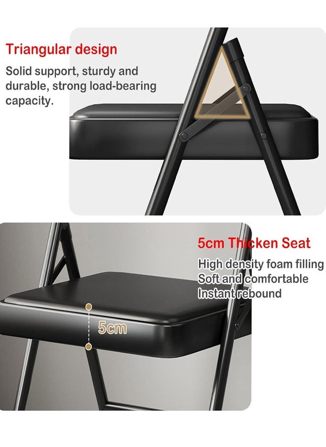 Cady One A foldable metal chair with a comfortable leather backrest for trips, camping, and home use, black color  - Image 4
