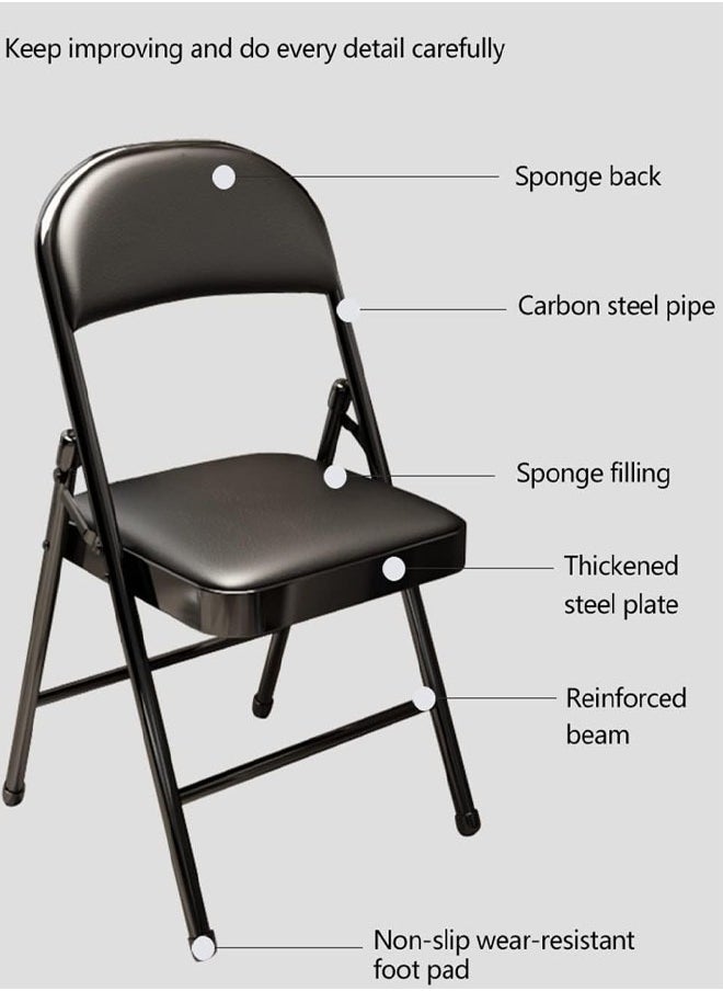 Cady One A foldable metal chair with a comfortable leather backrest for trips, camping, and home use, black color  - Image 5