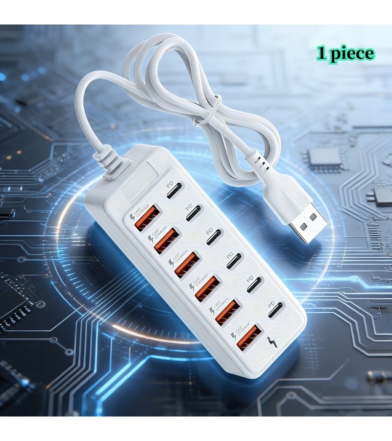 محطة شحن USB بيضاء بـ 12 منفذًا، محور عالمي للهدايا العائلية - Image 4