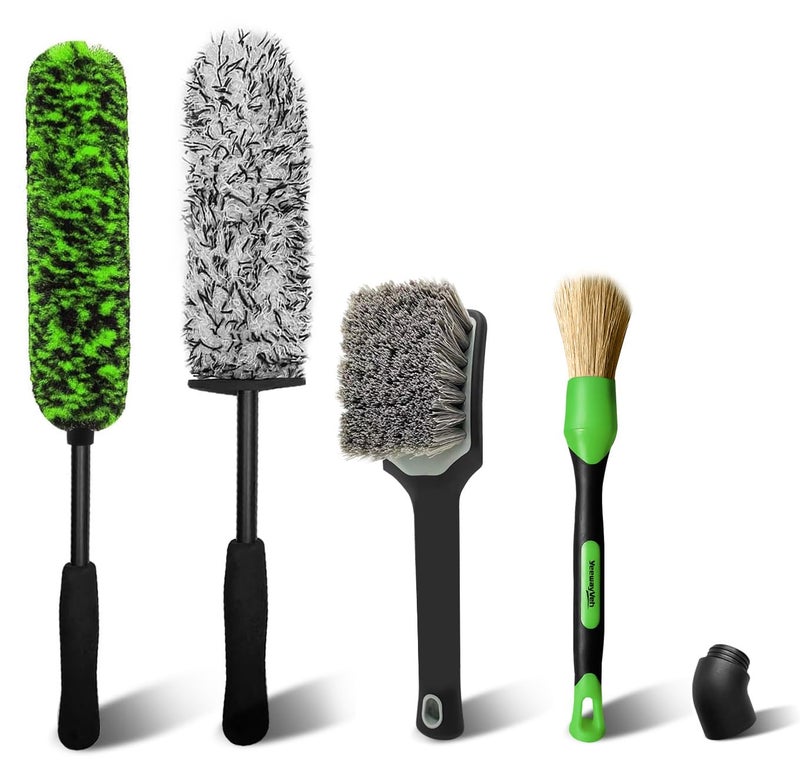 YeewayVeh 4PCS Car Wheel Cleaning Kit 360 Bendable Wheel Brush with Premium Boar Hair Detailing Brush Microfiber ScratchFree Wheel and Tire Brush Kit for Cleaning WheelsTires - Image 3