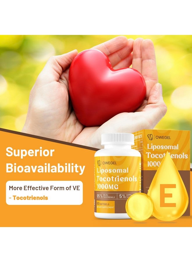 Generic Vitamin E Tocotrienols Supplements 1000mg - High Potency Liposomal Tocotrienol Capsules,95% Delta & 5% Gamma Tocotrienols Support Skin,Bone,Antioxidant,120 Softgels  - Image 3