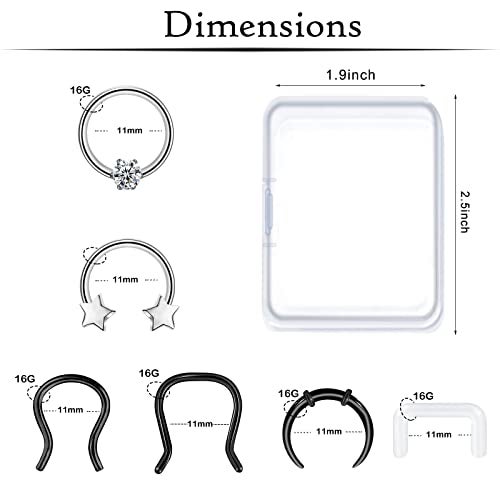 ONESING 20 Pcs 16G Septum Rings Surgical Steel Septum Jewelry Smiley Horseshoe Helix Daith Tragus Hoop Lip Rings Septum Piercing for Women Men - Image 3