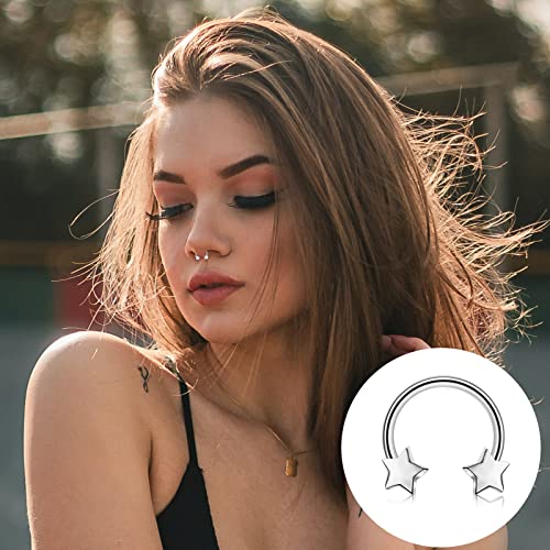 ONESING 20 Pcs 16G Septum Rings Surgical Steel Septum Jewelry Smiley Horseshoe Helix Daith Tragus Hoop Lip Rings Septum Piercing for Women Men - Image 4
