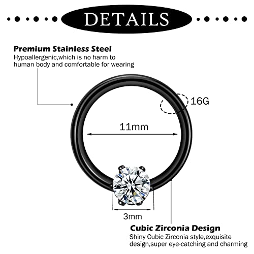 ONESING 20 Pcs 16G Septum Rings Surgical Steel Septum Jewelry Smiley Horseshoe Helix Daith Tragus Hoop Lip Rings Septum Piercing for Women Men - Image 2