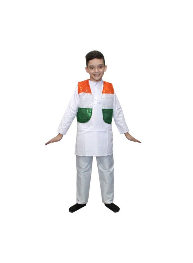 Kaku Fancy Dresses Polyester Tricolor Jacket For Independence Day/Republic Day Costume -Tricolor, 14-17 Years, For Boys & Girls - Image 1