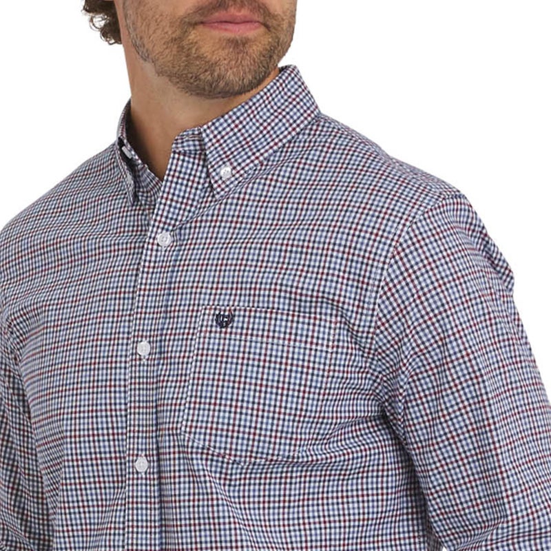 Chaps Men's Classic Fit Long Sleeve Button Down Stretch Poplin Casual Shirt, Stellar, Large - Image 2