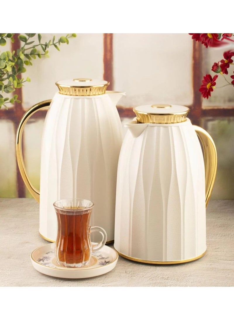 Alsaif Anaqah thermos set for tea and coffee from Al Saif, Pearl/Golden - Image 1