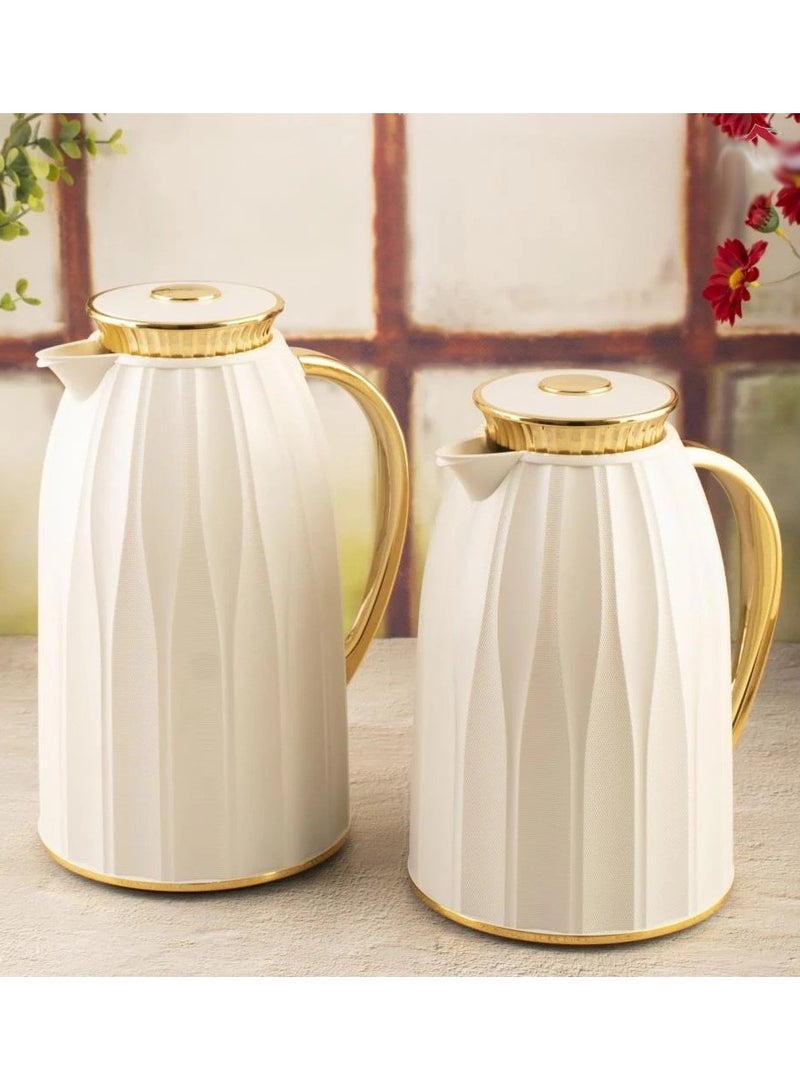 Alsaif Anaqah thermos set for tea and coffee from Al Saif, Pearl/Golden - Image 2