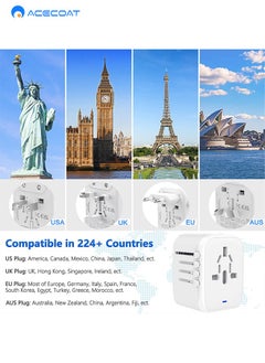 Universal Travel Adapter, International Plug Adapter With 2 USB A&2 USB C Ports, European Travel Power Adapto All-in-one Travel Charger Outlet Converter for Europe US UK AUS Japan Covers 200+Countries - pzsku/Z5693D7512D9D31675AA0Z/45/_/1721807435/b3c7b164-44be-4a52-acd9-3b78d71bcc40