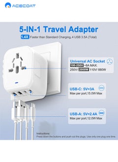 Universal Travel Adapter, International Plug Adapter With 2 USB A&2 USB C Ports, European Travel Power Adapto All-in-one Travel Charger Outlet Converter for Europe US UK AUS Japan Covers 200+Countries - pzsku/Z5693D7512D9D31675AA0Z/45/_/1721807472/b0f4944c-51c4-4878-9b08-fccd04f31bfd