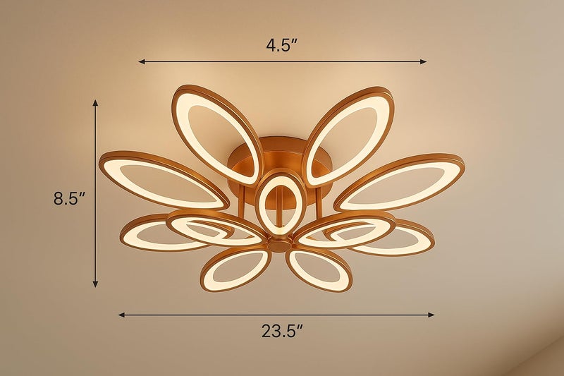 blissbells Modern LED Ceiling Chandelier Light with Dual Flower Petal Ring Design | Warm White Decorative Ceiling Lamp | Rose Gold Finish | Luxury Lighting for Living Room, Bedroom, Hall & Dining Area - Image 4
