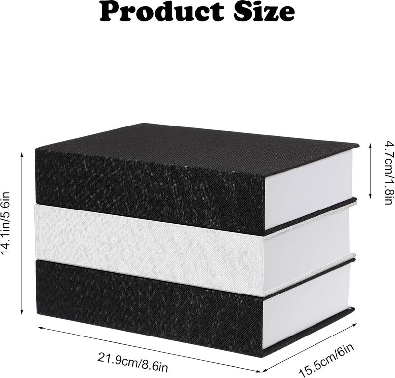 Tioncy Decorative Book Box, Modern Fake Book Storage Box, Linen Artificial Books, Bookcase Decoration, Coffee Table, DIY Book (Black White, - Image 2
