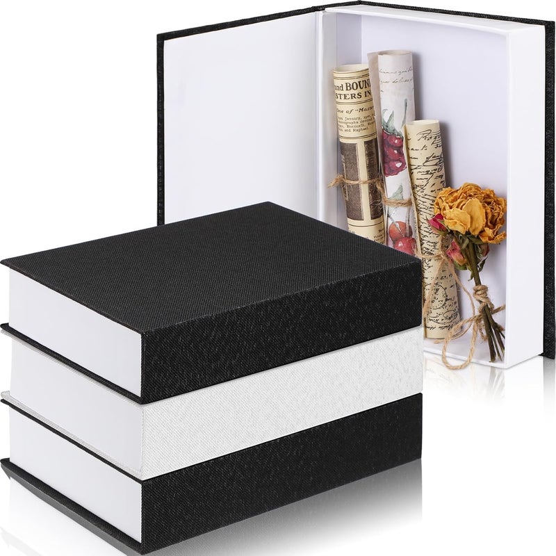Tioncy Decorative Book Box, Modern Fake Book Storage Box, Linen Artificial Books, Bookcase Decoration, Coffee Table, DIY Book (Black White, - Image 1