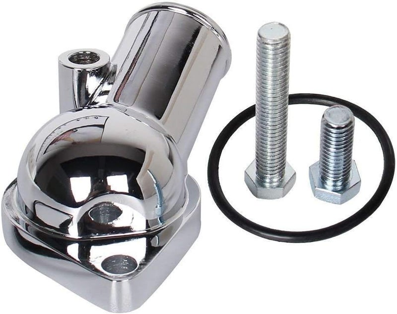 CarBole 21 Degree Chrome Water Neck Thermostat Housing Fit For Chevy V8 5.7L 350 454 Small Big Block - Image 1