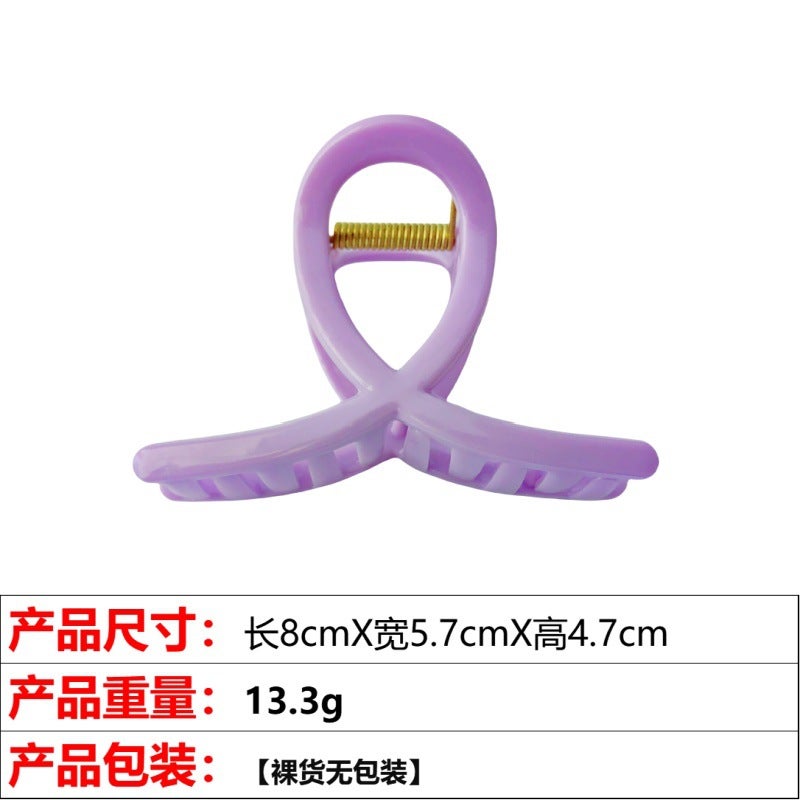 Generic Elegant Jelly Color Cross Claw Hair Clip for Women 11# purple gripper 