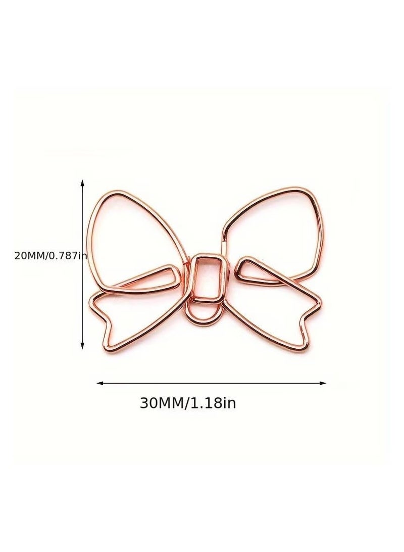 Generic 100PCS Funny Bowknot Shape Paper Clips Cute Metal Paperclips Paper Clips Bookmarks Planner Clips Decorative Bow Paperclips for School Office Home (Rose Gold)  - Image 2