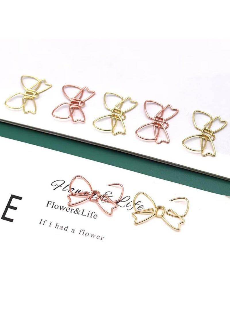 Generic 100PCS Funny Bowknot Shape Paper Clips Cute Metal Paperclips Paper Clips Bookmarks Planner Clips Decorative Bow Paperclips for School Office Home (Rose Gold)  - Image 5