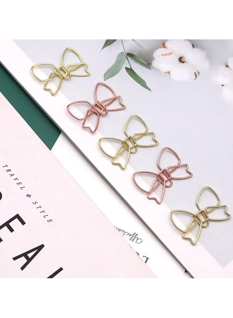 Generic 100PCS Funny Bowknot Shape Paper Clips Cute Metal Paperclips Paper Clips Bookmarks Planner Clips Decorative Bow Paperclips for School Office Home (Rose Gold)  - Image 4