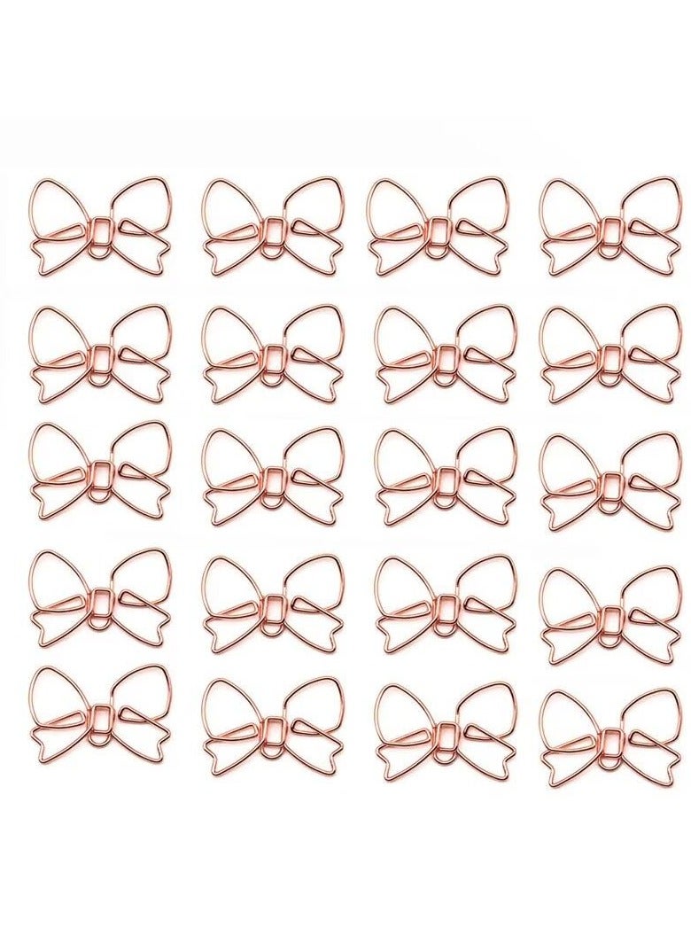 Generic 100PCS Funny Bowknot Shape Paper Clips Cute Metal Paperclips Paper Clips Bookmarks Planner Clips Decorative Bow Paperclips for School Office Home (Rose Gold)  - Image 1