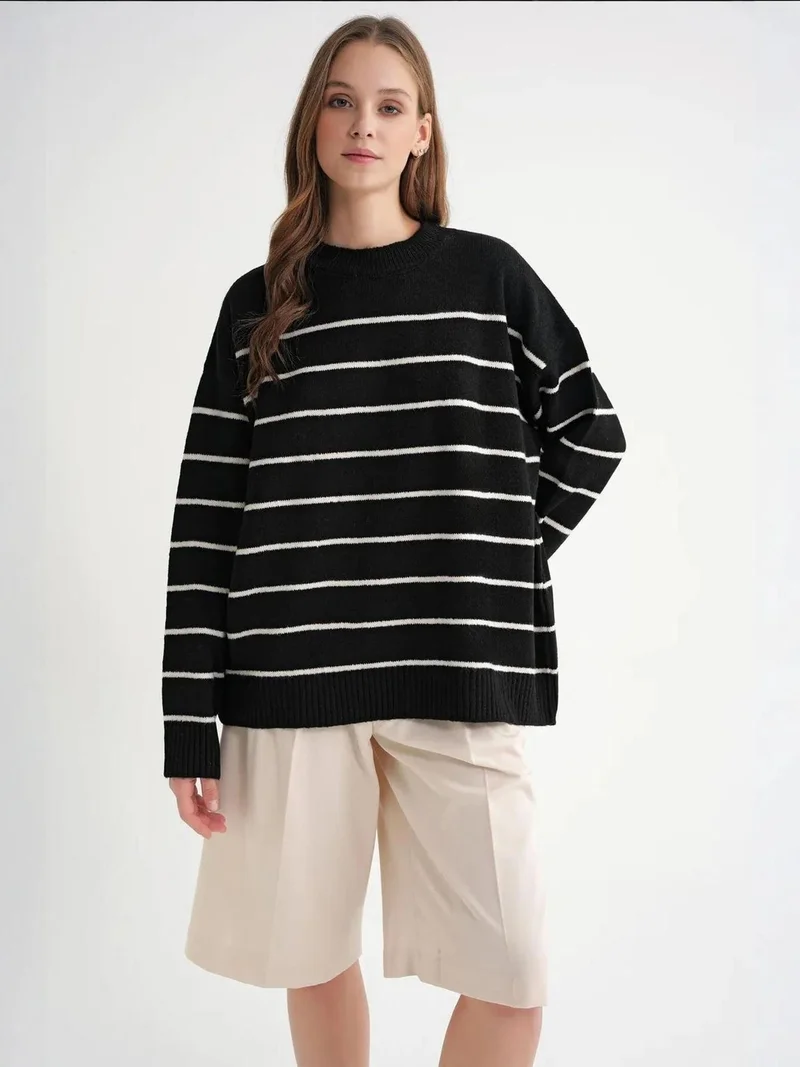 MixRay Mixray Striped Knit Pullover Sweater