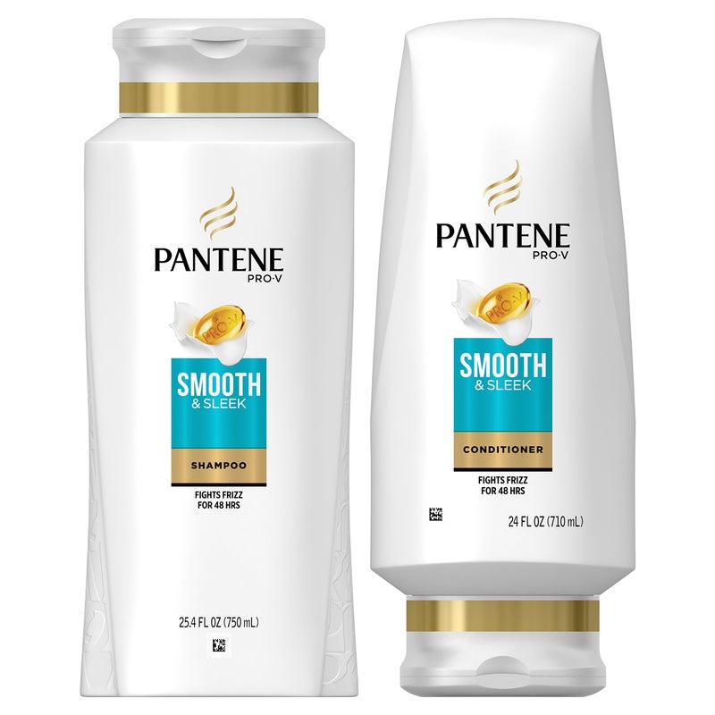 Pantene Argan Oil Shampoo 25.4 OZ and Conditioner 24 OZ for Dry Hair, Smooth and Sleek, Bundle Pack (Packaging May Vary) - Image 1