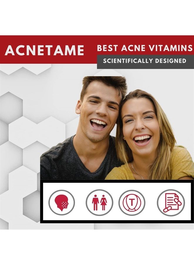 Acnetame Acne Pills 2 Pack 120 Pills- Vitamin Supplements for Acne Breakouts- Hormonal Pimple Tablets to Clear Oily Skin for Women, Men, Teens, and Adults - Image 3