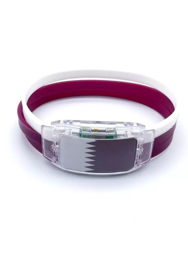 Yuwell LED Glow Bracelets Light Up Wristbands Qatar National Flag LED Bracelet 2022 Qatar World Cup Football Team Cheer Props - Image 1