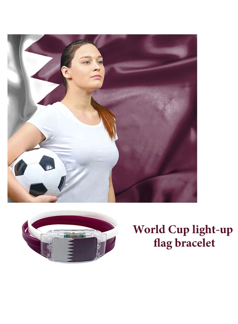 Yuwell LED Glow Bracelets Light Up Wristbands Qatar National Flag LED Bracelet 2022 Qatar World Cup Football Team Cheer Props - Image 2