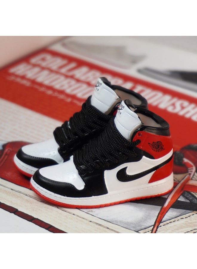 1/6 Mini Sneakers Model Aj1 Creative Cute Basketball Shoes Keychain Car Bag Jewelry Aj Keychain-Color:1 Black Toe (a Pair Of Nude Shoes)  - Image 1