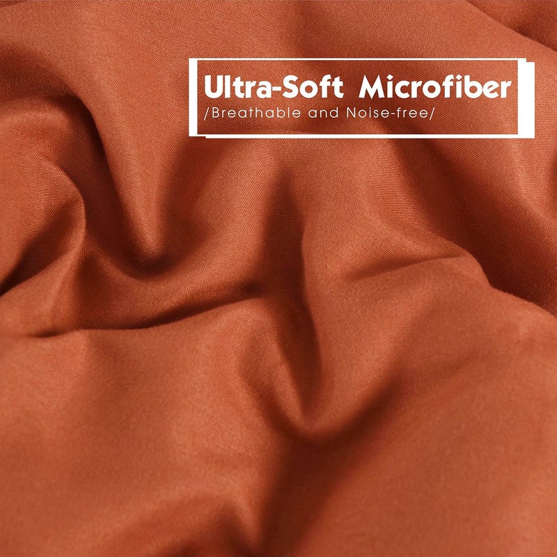 Hi -G HIG 3pc Burnt Orange Queen Size Comforter Set - All Season Reversible Down Alternative Comforter with Sham - Quilted Duvet Insert with Corner Tabs - Box Stitched - Breathable, Soft, Fluffy - Image 4