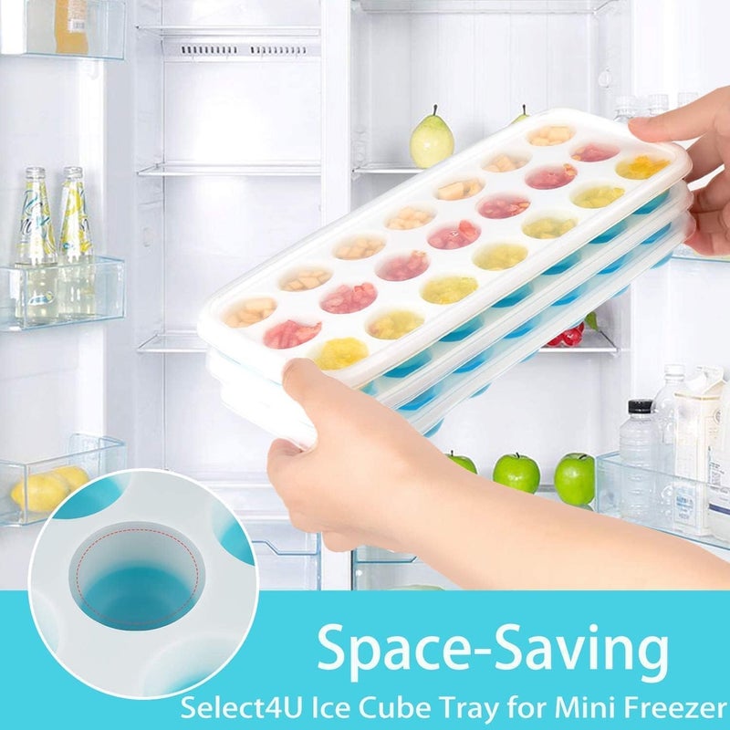 AIMERS 2 Pack Silicone Ice Cube Trays with Lid Easy Release Flexible Bottom Stackable BPAFree Food Grade Ice Maker Mold for Freezer Cocktails - Image 2