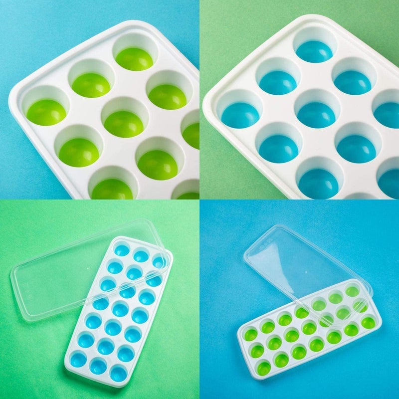 AIMERS 2 Pack Silicone Ice Cube Trays with Lid Easy Release Flexible Bottom Stackable BPAFree Food Grade Ice Maker Mold for Freezer Cocktails - Image 3
