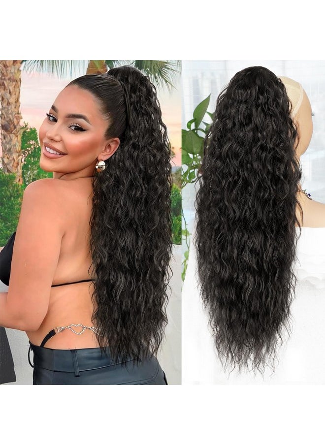 ALXNAN - Claw Clip Ponytail,26 Inch Natural Ponytail Extension For Women Synthetic Long Curly Wavy Clip In Ponytail Hair Extensions Synthetic Hairpiece For Daily Party Use - Image 1