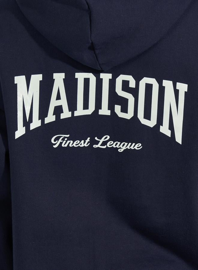 ستايلي هودي فضفاض مطبع بطبعة كتابة - Image 5