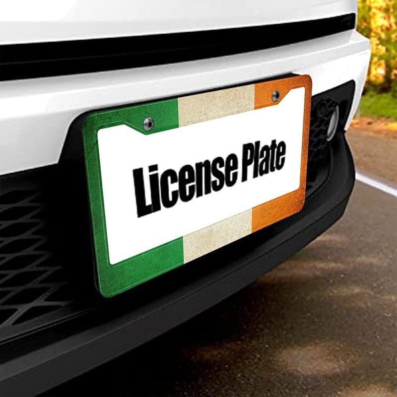 Beabes Vintage Ireland Irish Flag License Plate Frame Auto Tag Frames Green White Orange Stripe License Plates Holder 2 Holes Decorative Car Truck Motorcycle License Plates Cover Tag for Men Women - Image 5