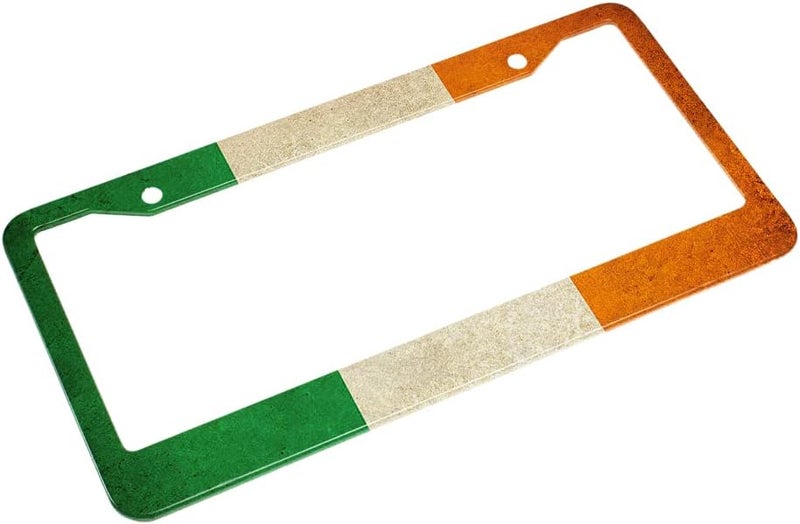 Beabes Vintage Ireland Irish Flag License Plate Frame Auto Tag Frames Green White Orange Stripe License Plates Holder 2 Holes Decorative Car Truck Motorcycle License Plates Cover Tag for Men Women - Image 4