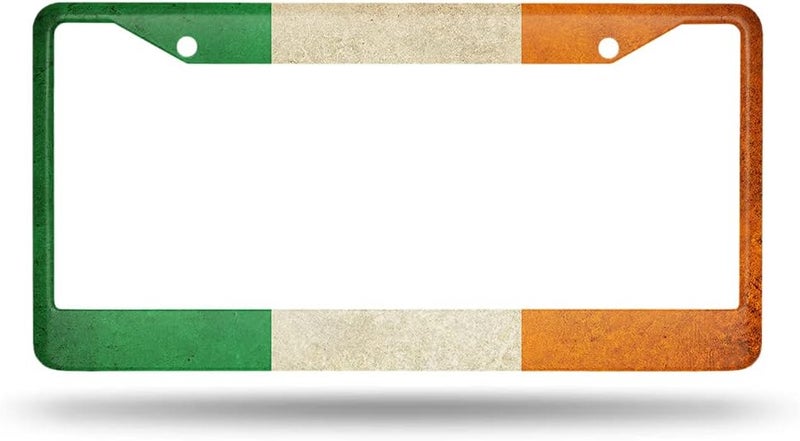 Beabes Vintage Ireland Irish Flag License Plate Frame Auto Tag Frames Green White Orange Stripe License Plates Holder 2 Holes Decorative Car Truck Motorcycle License Plates Cover Tag for Men Women - Image 2