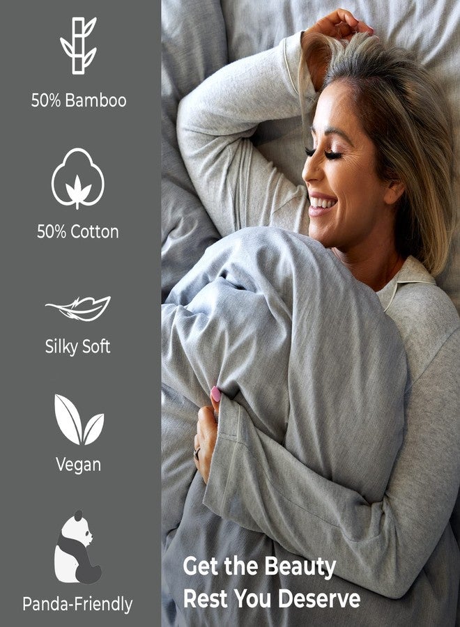 بيد فوياج طقم أغطية وسائد BedVoyage القياسي، ناعم ومريح ومنعش، لطيف على البشرة والشعر، مصنوع من مزيج الفسكوز المشتق من الخيزران والقطن، بواجهة مبطنة، وإغلاق بسحاب، مقاس 20 × 26، طقم من قطعتين، قياسي - فضي - Image 3