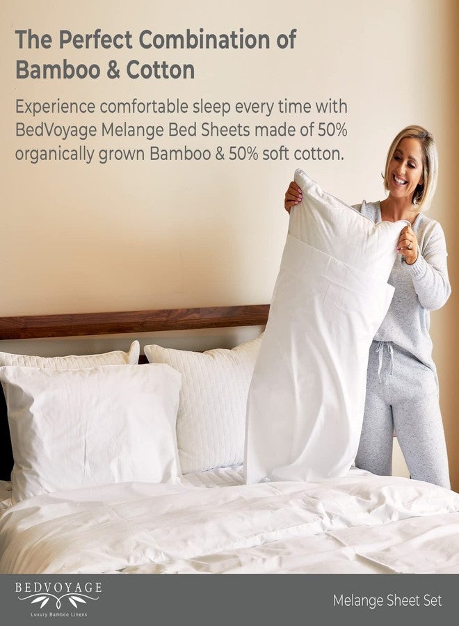 بيد فوياج طقم أغطية وسائد BedVoyage القياسي، ناعم ومريح ومنعش، لطيف على البشرة والشعر، مصنوع من مزيج الفسكوز المشتق من الخيزران والقطن، بواجهة مبطنة، وإغلاق بسحاب، مقاس 20 × 26، طقم من قطعتين، قياسي - فضي - Image 2