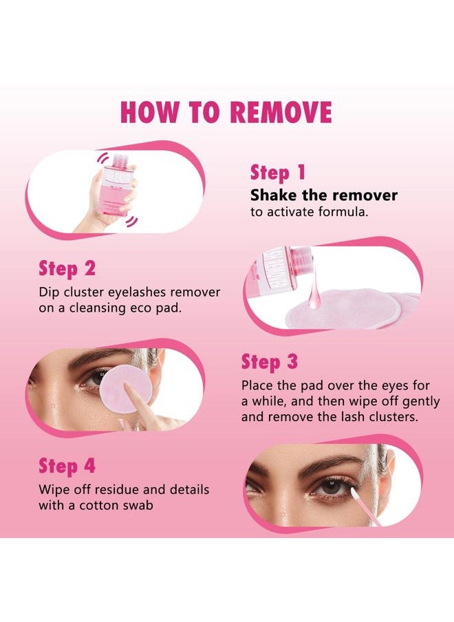 PRO LASHBEAUTY Lash Glue Remover for Clusters 150ML Adhesive with 3 Reusable Cleansing Eco Pads 1 Eyelash Brush DIY Extension Eye Cleanser Quick removal of Lashes Gentle Soothing  - Image 5