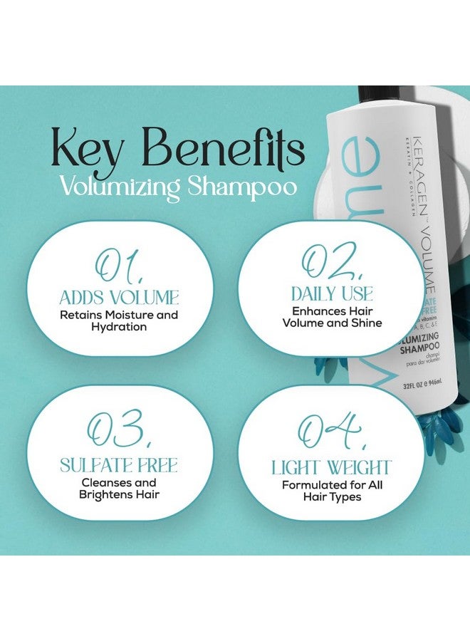 KERAGEN Volumizing Shampoo For Fine Hair With Keratin Collagen And Organic Oils Sulfate Free 32 Oz - Image 4