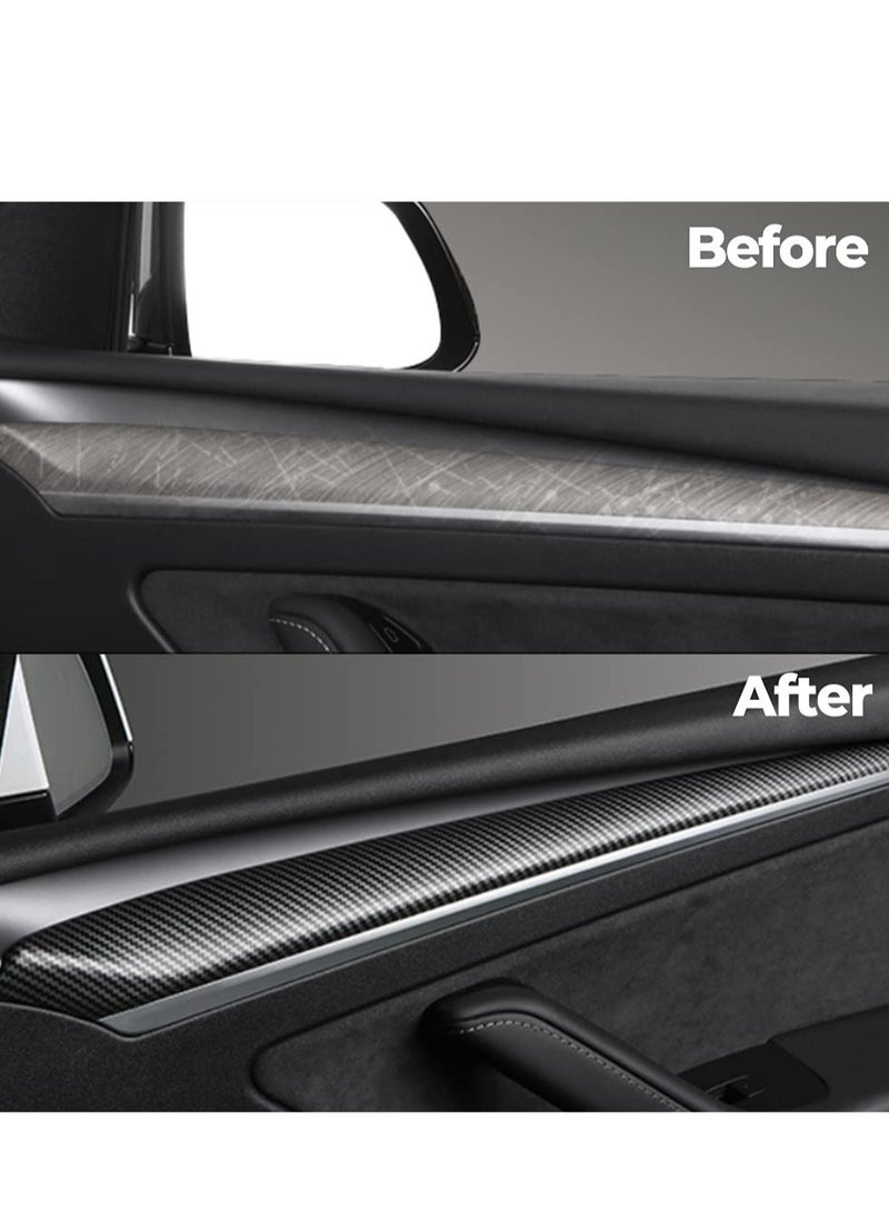 Excefore 2 Pack  Interior Door Trim Cover Wrap Cap for Tesla Model 3 Model Y, Interior Door Panel Molding Trim Door Cover, Compatible with Tesla Model 3 2021-2023 Model Y 2021-2022 (Matte Carbon Fiber) - Image 5