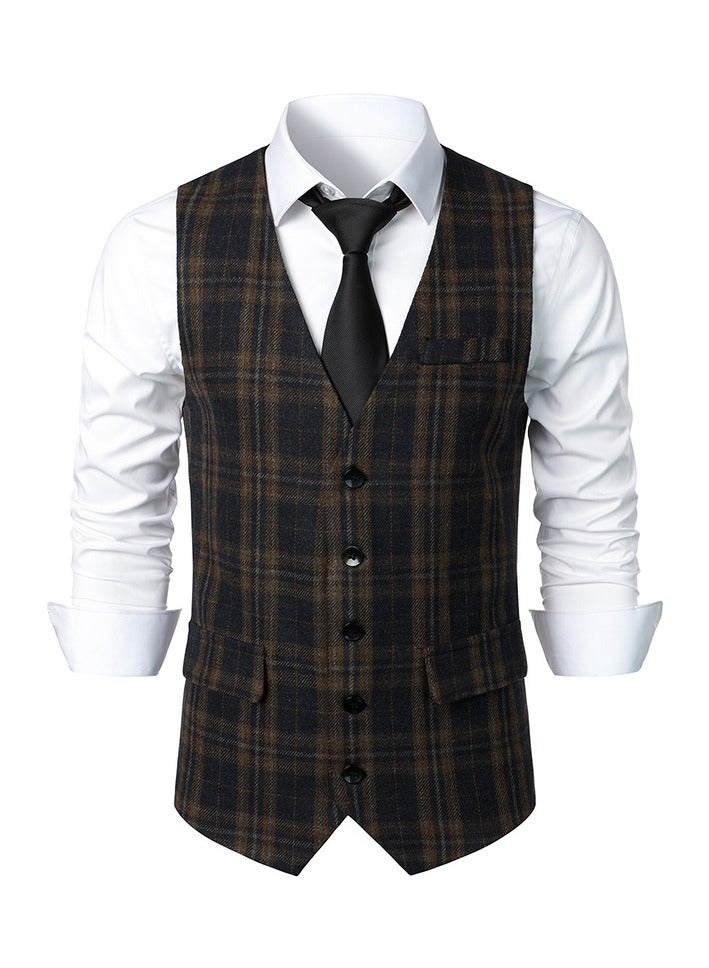 KUYING New Men's Retro V-Neck Fake Two Piece Vest  - Image 1