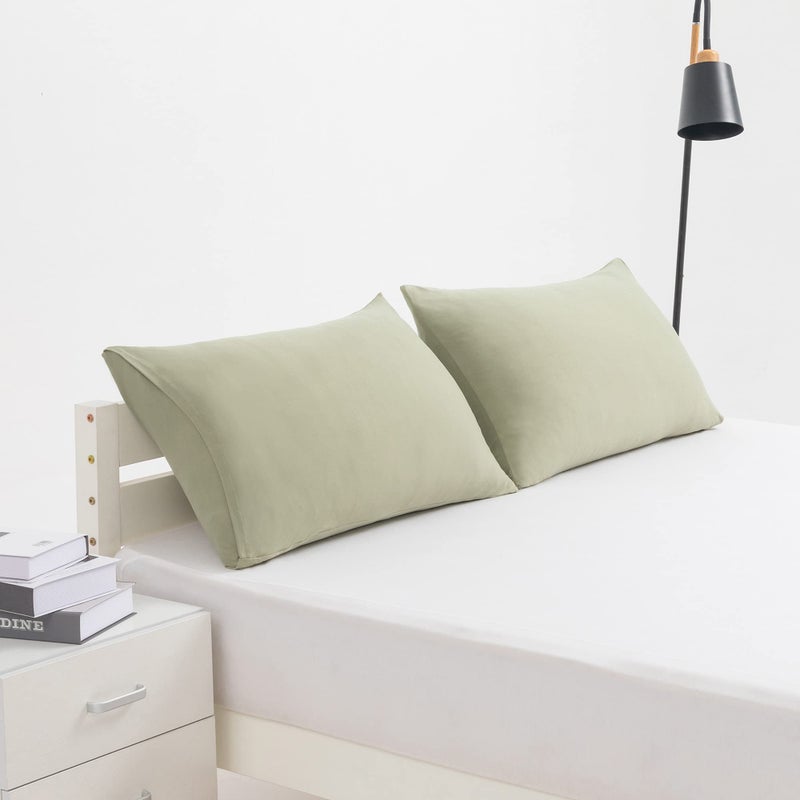 N&Y HOME 2-Pack Stretch Pillow Cases - Jersey Knit & Envelope Closure Pillowcases with Ultra Soft T-Shirt Like Polyester Blend - Suitable for Queen or Standard Size Set of 2  Sage Green - Image 5