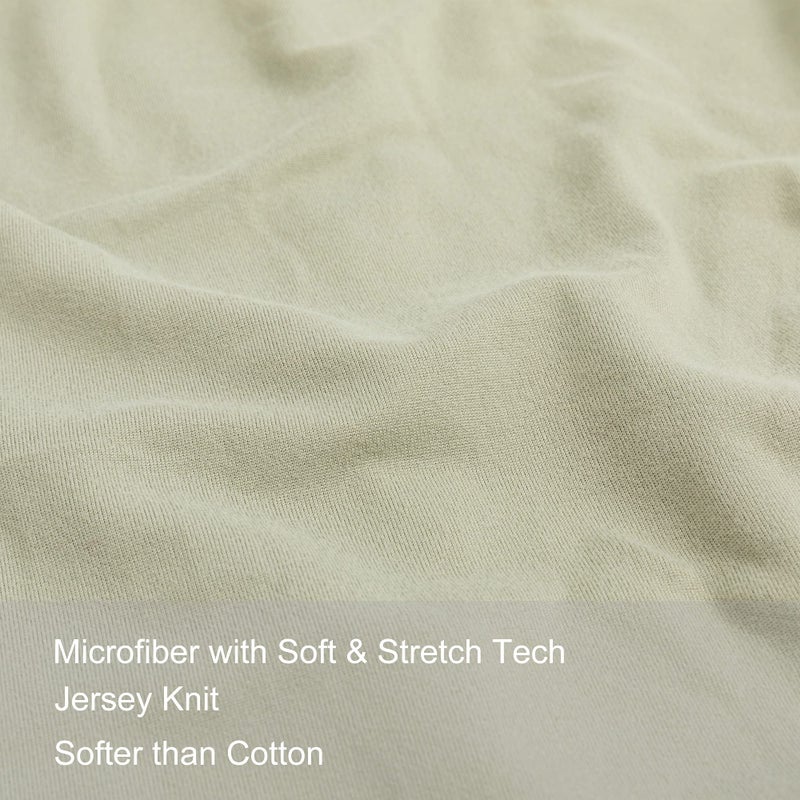 N&Y HOME 2-Pack Stretch Pillow Cases - Jersey Knit & Envelope Closure Pillowcases with Ultra Soft T-Shirt Like Polyester Blend - Suitable for Queen or Standard Size Set of 2  Sage Green - Image 2